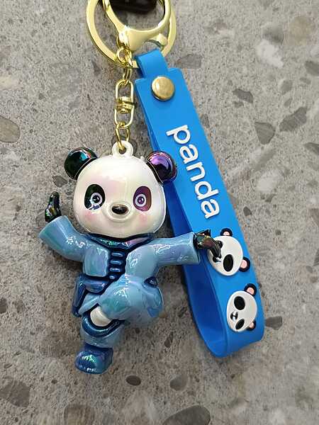 Panda 3D Silicon Keychain With Bagcharm and Strap