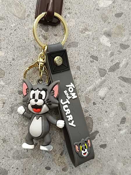 3D Figure Keyrings Tom & Jerry Creative Cartoon Keychain(Tom)