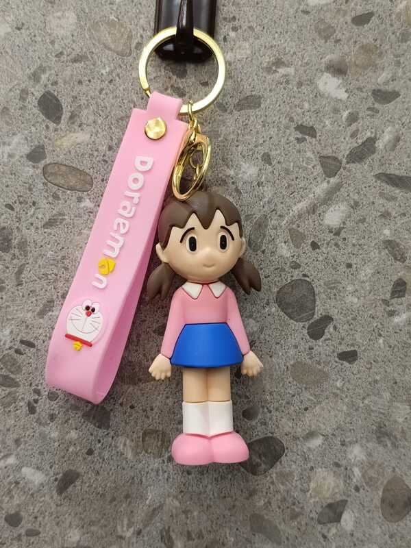 Shizuka Cartoon Girl 3D Silicone Keychain with Doraemon Strap