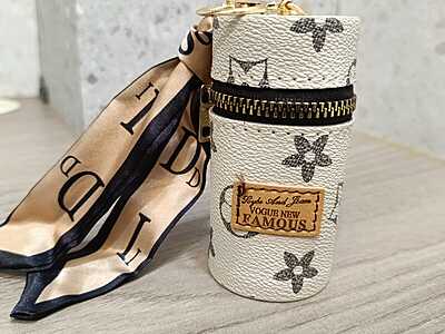 Mini Leather Bag Keychain | Multipurpose Travel Keyring For Car/Scooty/Bikes/Home | Lipstick/Lipbalm/Coin Organizer Bag | Portable Makeup Storage Holder For Women/Girl