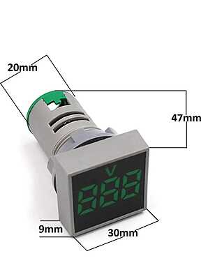 Digital AC Panel Voltmeter 20mm Square Display