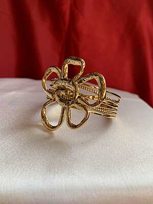 Hammered Gold Floral Cuff Bracelet