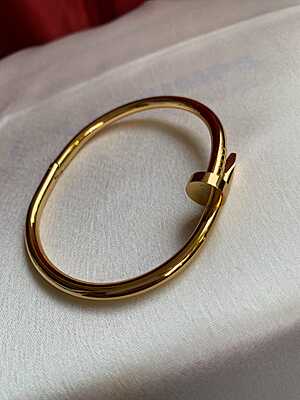 Gold Nail Motif Hinged Bracelet