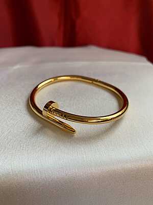 Gold Nail Motif Hinged Bracelet