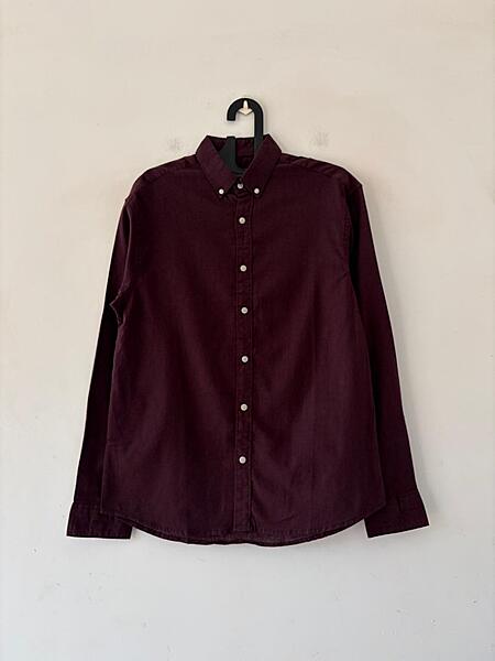 Merlot maroon linen shirt