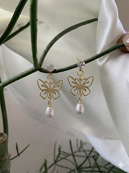 Ethereal Monarch Pearl Drop Earrings