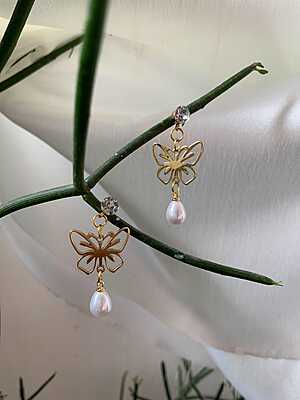 Ethereal Monarch Pearl Drop Earrings