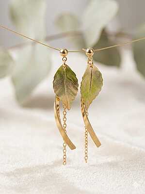 Golden Leaf Dangle Earrings