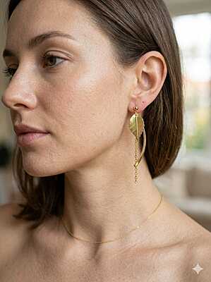 Golden Leaf Dangle Earrings