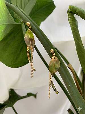 Golden Leaf Dangle Earrings