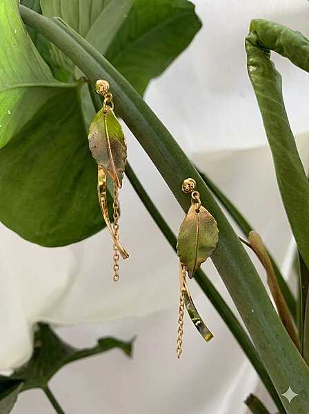 Golden Leaf Dangle Earrings