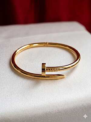 Gold Nail Motif Hinged Bracelet Gold Nail Motif Hinged Bracelet