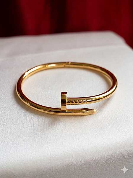 Gold Nail Motif Hinged Bracelet