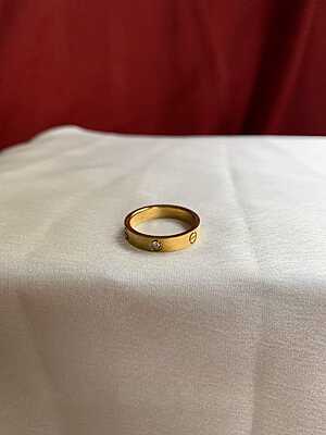 Gold Plated Diamond-Accented Screw Motif Band