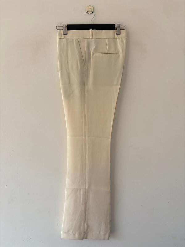 Cream boot-cut formal pants