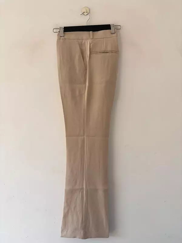 Sand beige boot-cut formal pants