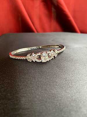 Sterling Silver Oval Cubic Zirconia Bangle