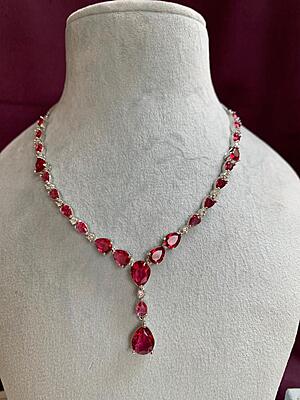 Royal Crimson Pear-Cut Necklace & Earring Set