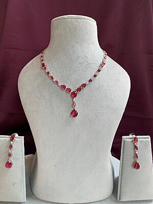 Royal Crimson Pear-Cut Necklace & Earring Set