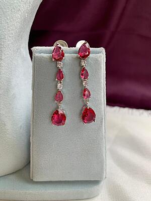 Royal Crimson Pear-Cut Necklace & Earring Set