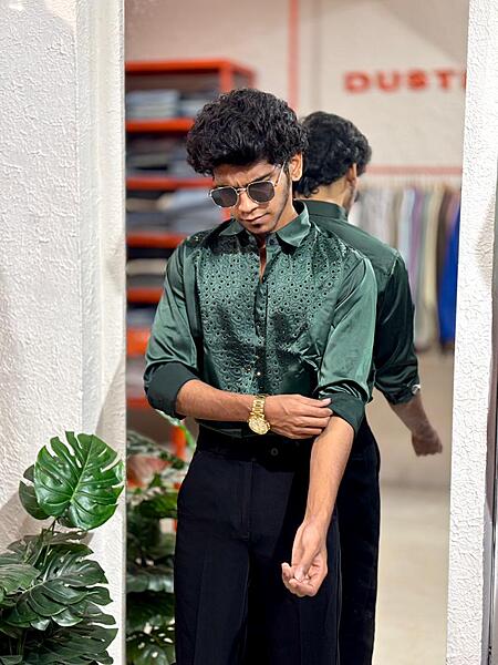 Emerald sheen designer shirt