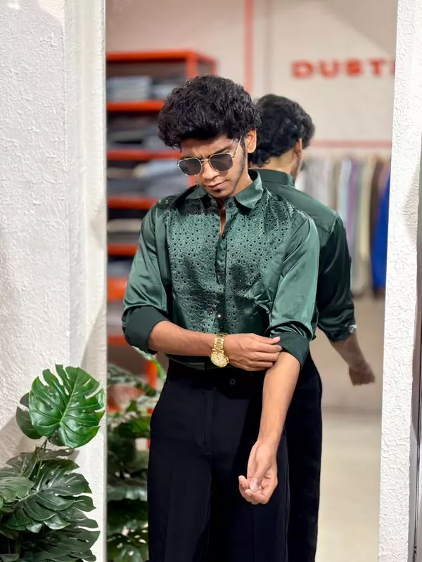 Emerald sheen designer shirt