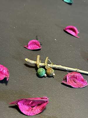 atural Green Agate Geode Slice & Unakite Bead Necklace & Earring Set