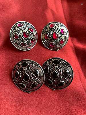 Ethereal Mandala Oxidized Silver Oversized Studs Ethereal Mandala Oxidized Silver Oversized Studs