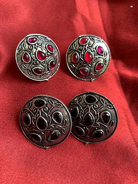 Ethereal Mandala Oxidized Silver Oversized Studs Ethereal Mandala Oxidized Silver Oversized Studs