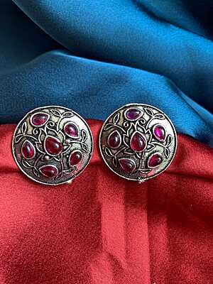 Ethereal Mandala Oxidized Silver Oversized Studs Ethereal Mandala Oxidized Silver Oversized Studs