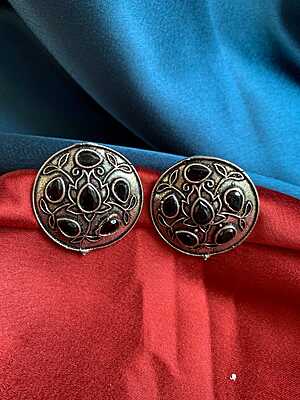 Ethereal Mandala Oxidized Silver Oversized Studs Ethereal Mandala Oxidized Silver Oversized Studs