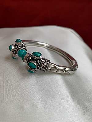 Tribal Fusion Oxidized Silver Stone-Encrusted Kadas