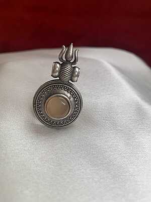 Trishula Motif Oxidized Silver Statement Rings