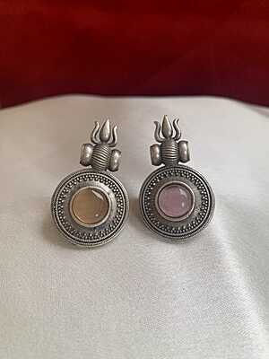 Trishula Motif Oxidized Silver Statement Rings