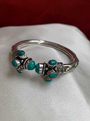 Tribal Fusion Oxidized Silver Stone-Encrusted Kadas