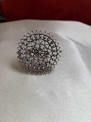 Mandala-Inspired Oxidized Silver Oversized Statement Ring Mandala-Inspired Oxidized Silver Oversized Statement Ring