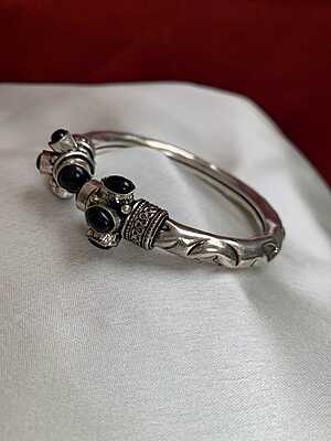 Tribal Fusion Oxidized Silver Stone-Encrusted Kadas