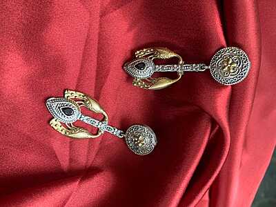 Majestic Peacock Dual-Tone Drop Earrings