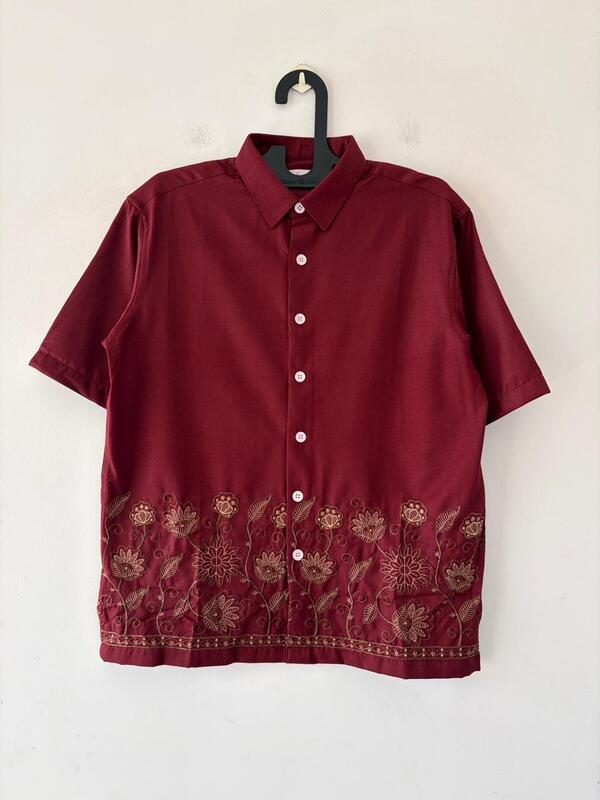 Maroon gilded embroidered shirt