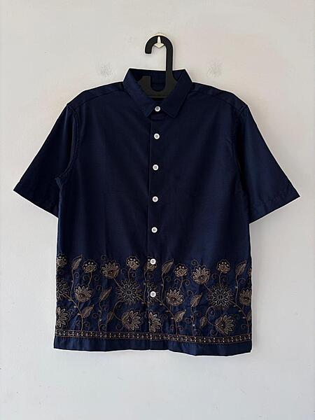 Navy blue embroidered shirt