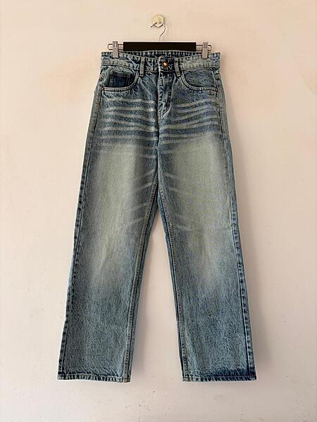 Azure whisker straight fit jeans