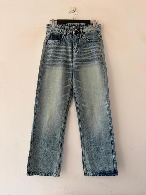 Azure whisker straight fit jeans