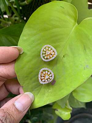 Golden Petal Trillion-Halo Studs