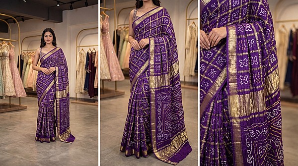 Kala Sanskruti All Over Magenta Color Pure Gaji Silk Heavy Gharchola Bandhani Saree 6.5M with Blouse Piece Elegant Traditional Wear Gharchola Saree for Women