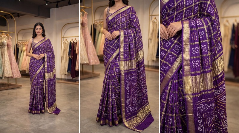 Kala Sanskruti All Over Magenta Color Pure Gaji Silk Heavy Gharchola Bandhani Saree 6.5M with Blouse Piece Elegant Traditional Wear Gharchola Saree for Women