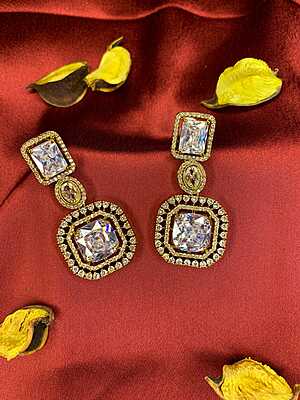 Elegant American Diamond Geometric Drop Earrings