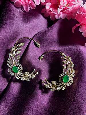 Majestic Emerald & Diamond Winged Ear Cuffs Majestic Emerald & Diamond Winged Ear Cuffs