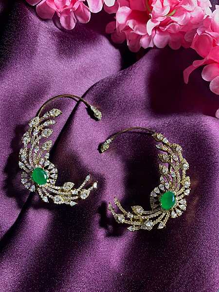 Majestic Emerald & Diamond Winged Ear Cuffs Majestic Emerald & Diamond Winged Ear Cuffs