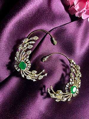 Majestic Emerald & Diamond Winged Ear Cuffs Majestic Emerald & Diamond Winged Ear Cuffs