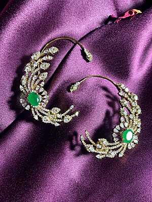 Majestic Emerald & Diamond Winged Ear Cuffs Majestic Emerald & Diamond Winged Ear Cuffs